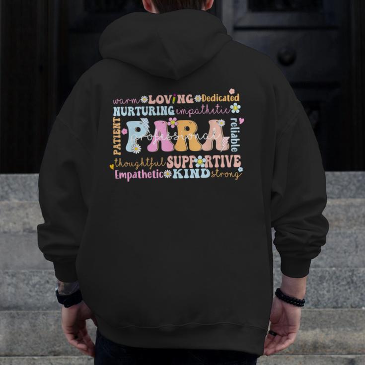 Paraprofessional Back To School Paraeducator Para Teacher Men Zip Up Hoodie Back Print, funny design