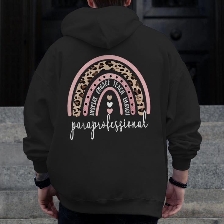 Paraprofessional Rainbow Para Teacher Parapro Men Zip Up Hoodie Back Print, funny design