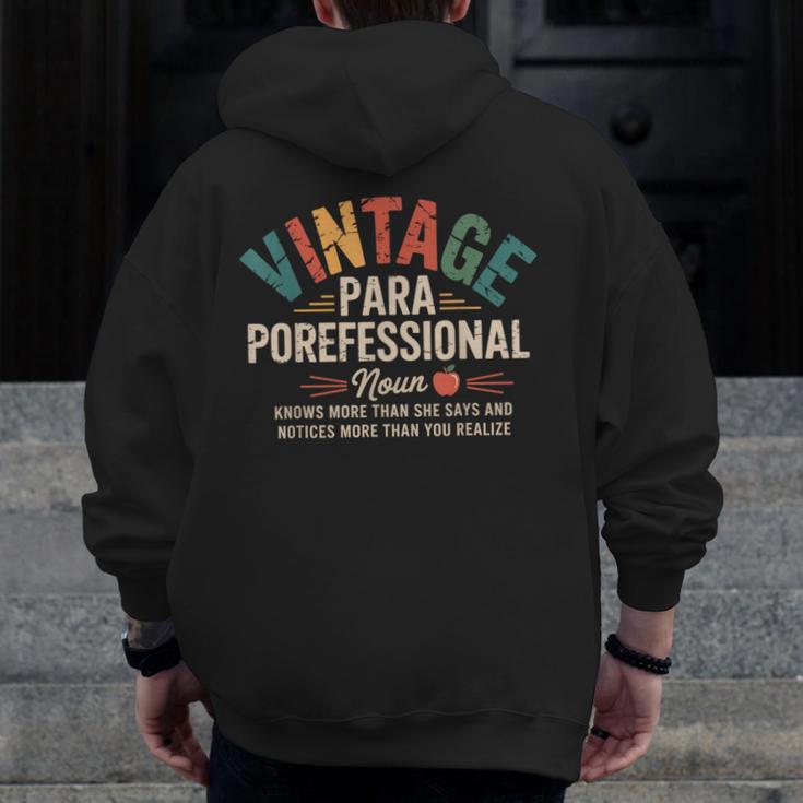 Paraprofessional Vintage Para Teacher 60s 70s 80s Men Zip Up Hoodie Back Print, funny design Paraprofessional Vintage Para Teacher 60s 70s 80s Men Zip Up Hoodie Back Print, funny design