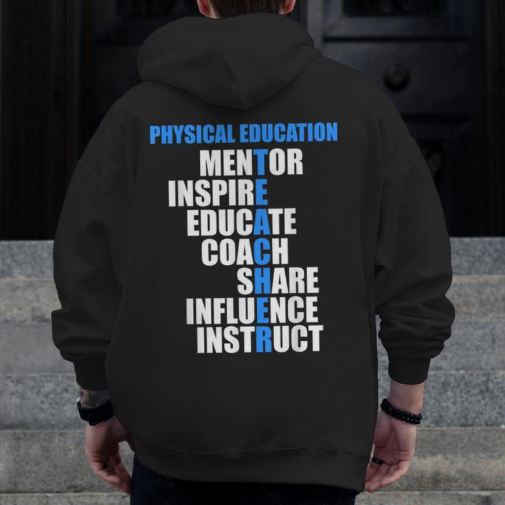 PE Physical Education Teacher For PE Teacher Men Zip Up Hoodie Back Print, Pe Teacher Gifts, funny design
