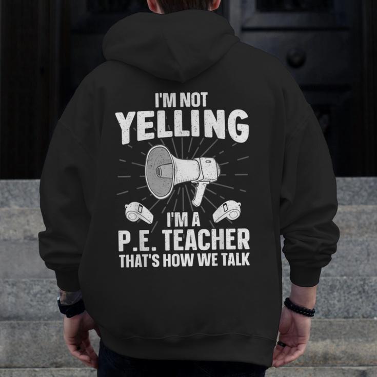 PE Teacher Art For Men Women Gym Teacher Physical Education Men Zip Up Hoodie Back Print, Pe Teacher Gifts, funny design