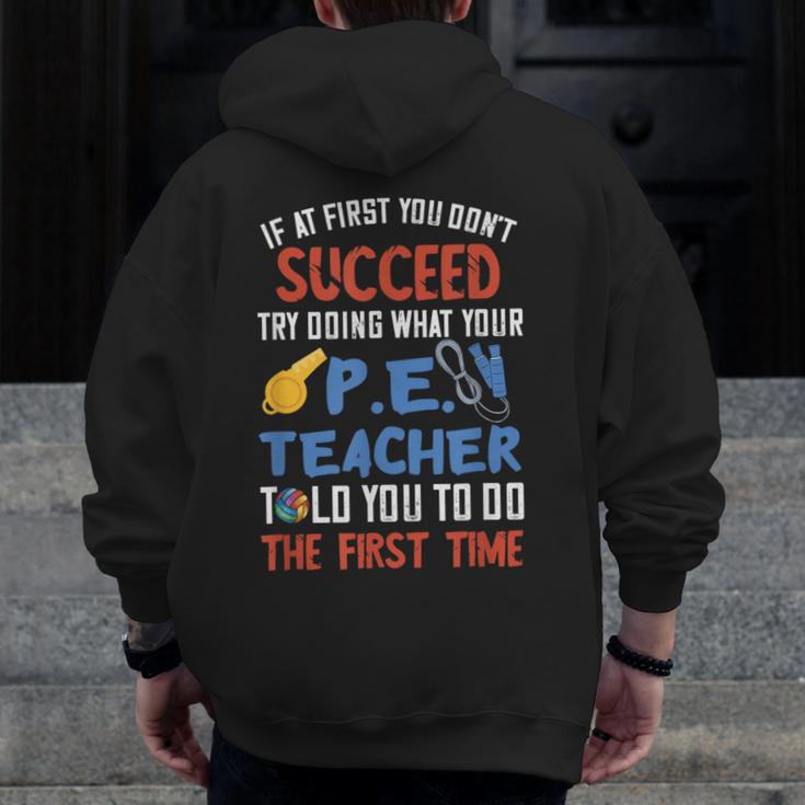 PE Teacher Succeed Sport Teacher School Fitness Gym Class Men Women Men Zip Up Hoodie Back Print, Pe Teacher Gifts, funny design PE Teacher Succeed Sport Teacher School Fitness Gym Class Men Women Men Zip Up Hoodie Back Print, Pe Teacher Gifts, funny design