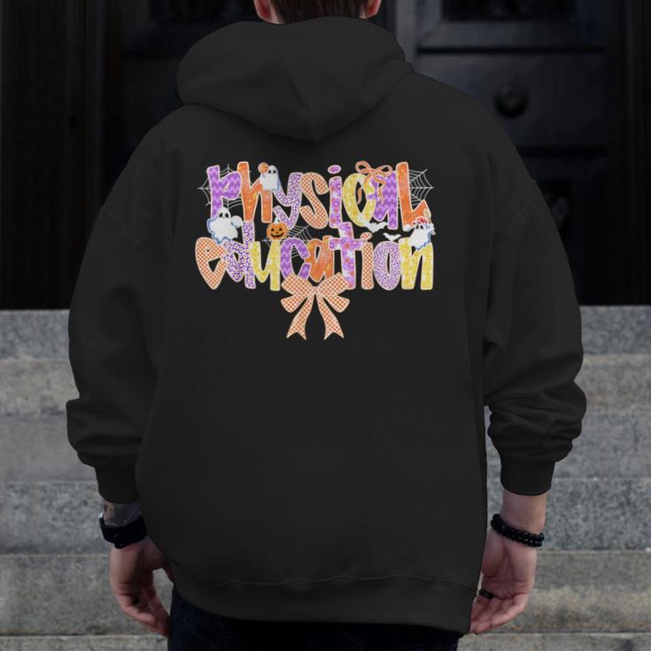 Physical Education Halloween Bow Checkered Teacher Ghost PE Men Zip Up Hoodie Back Print, Pe Teacher Gifts, funny design Physical Education Halloween Bow Checkered Teacher Ghost PE Men Zip Up Hoodie Back Print, Pe Teacher Gifts, funny design