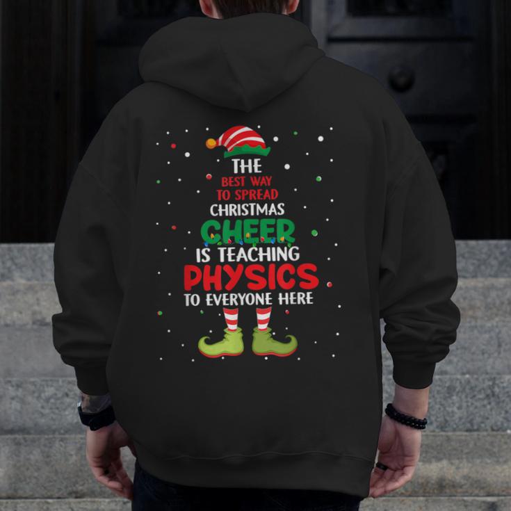 Physics Teacher Christmas Elf Christmas Cheer Men Zip Up Hoodie Back Print, funny design Physics Teacher Christmas Elf Christmas Cheer Men Zip Up Hoodie Back Print, funny design