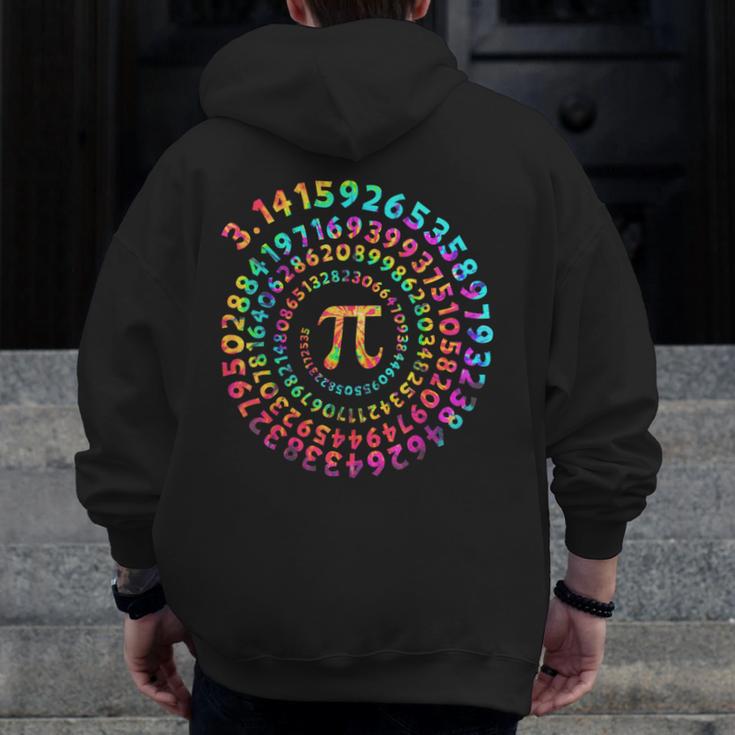 Pi Day Math Teacher Tie Dye Spiral Pi 314 Pi Day Men Zip Up Hoodie Back Print, funny design