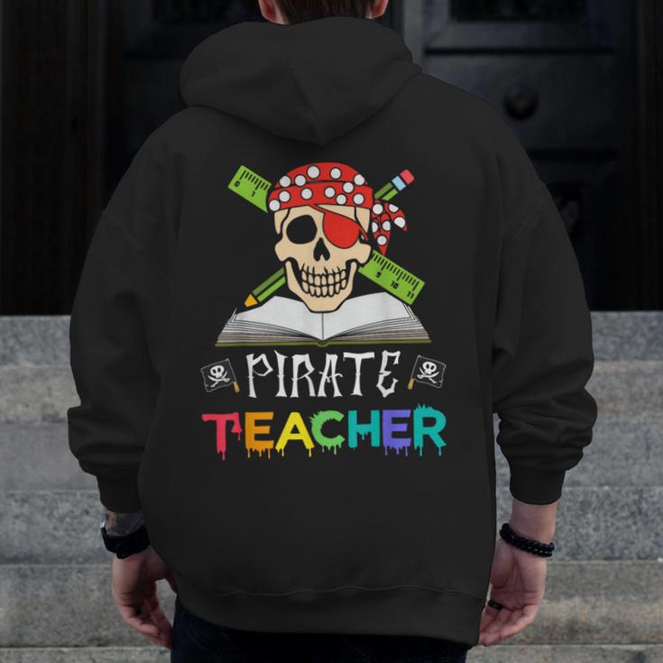 Pirate Teacher Halloween Skull Adult Men Zip Up Hoodie Back Print, funny design Pirate Teacher Halloween Skull Adult Men Zip Up Hoodie Back Print, funny design