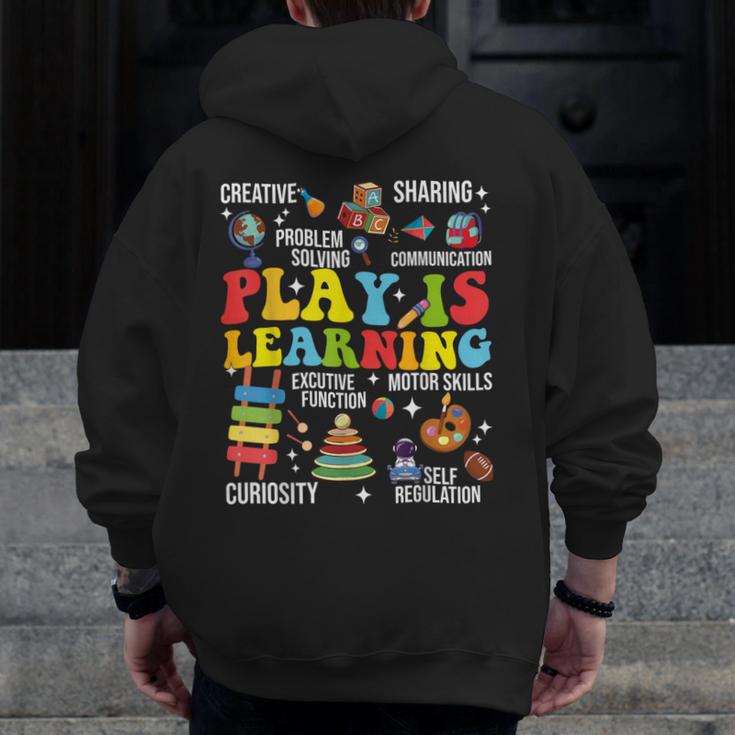 Play Is Learning Kindergarten Preschool Teacher Appreciation Men Zip Up Hoodie Back Print, funny design Play Is Learning Kindergarten Preschool Teacher Appreciation Men Zip Up Hoodie Back Print, funny design