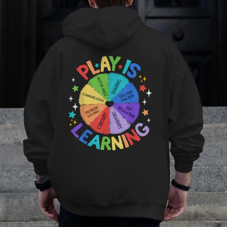 Play Is Learning Teacher Kindergarten For Men Women Kids Men Zip Up Hoodie Back Print, funny design Play Is Learning Teacher Kindergarten For Men Women Kids Men Zip Up Hoodie Back Print, funny design