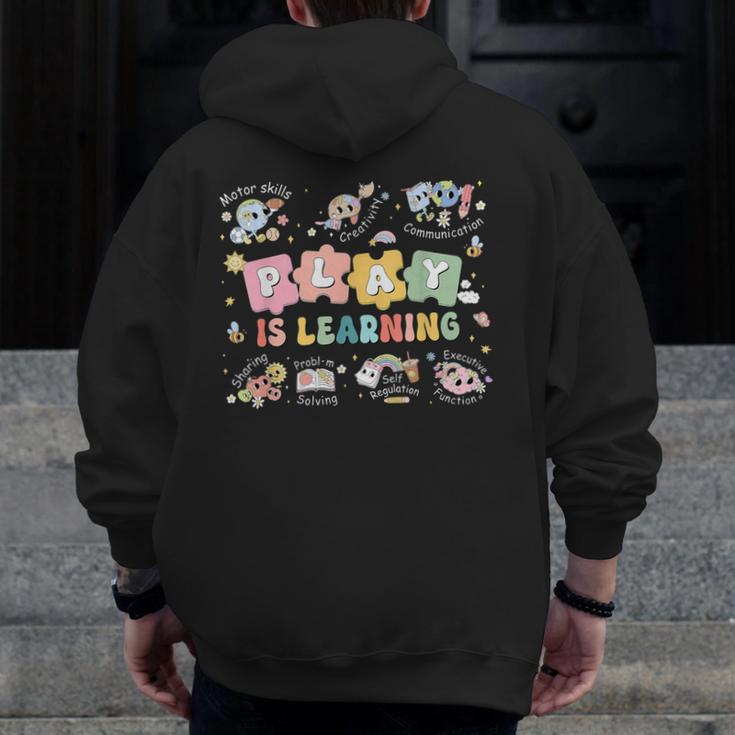 Play Is Learning Teacher Student First Day Back To School Men Zip Up Hoodie Back Print, funny design Play Is Learning Teacher Student First Day Back To School Men Zip Up Hoodie Back Print, funny design