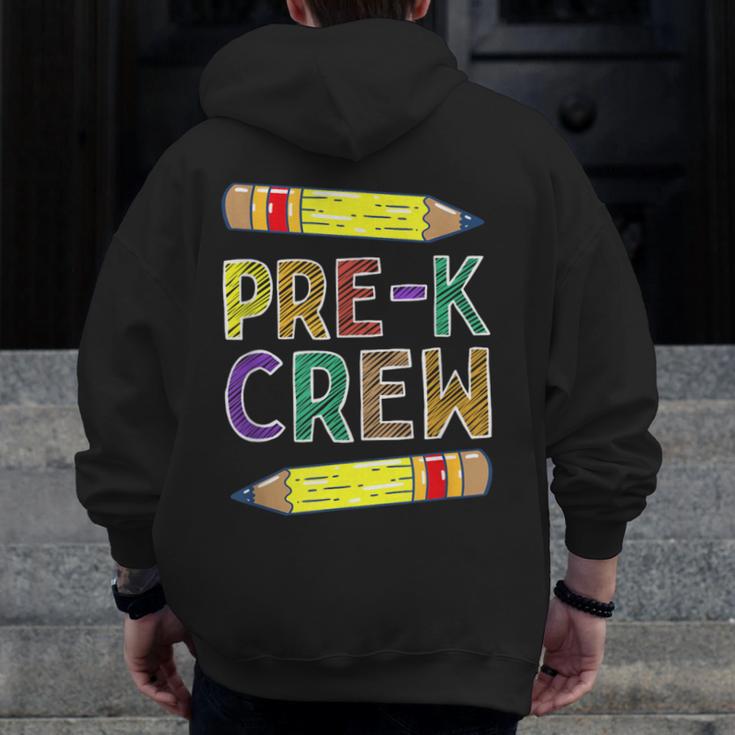 Pre-K Crew PreK Teachers Back To School Men Zip Up Hoodie Back Print, funny design
