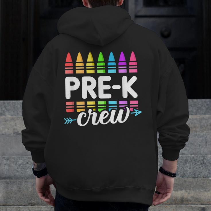 Pre-K Crew Teacher Team Squad Hello Back School Graduation Men Zip Up Hoodie Back Print, funny design Pre-K Crew Teacher Team Squad Hello Back School Graduation Men Zip Up Hoodie Back Print, funny design