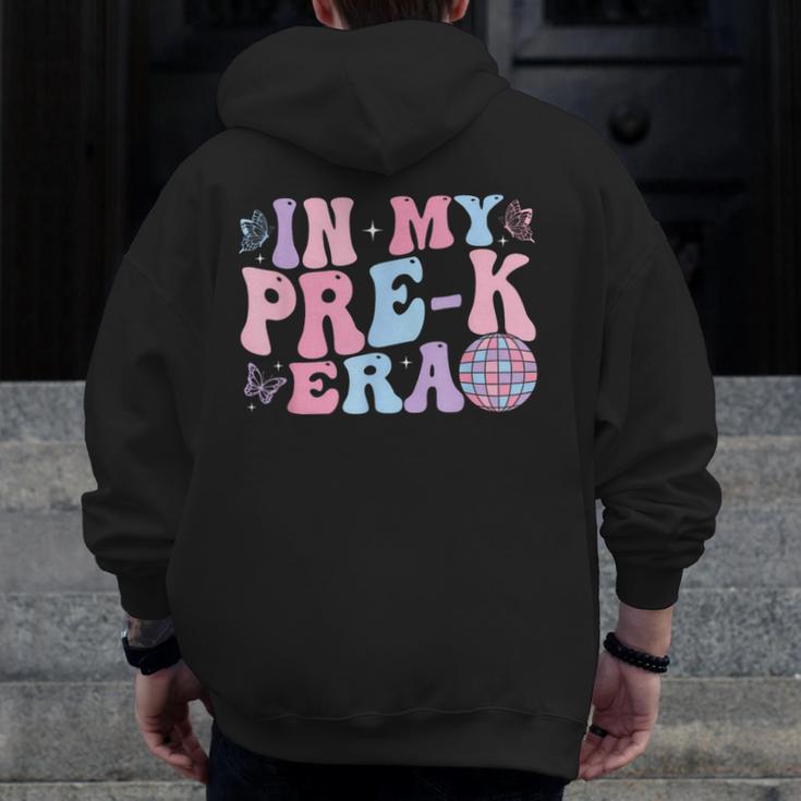 In My Pre K Era Groovy Back To School First Day Teacher Kids Men Zip Up Hoodie Back Print, Groovy Teacher Gifts, funny design