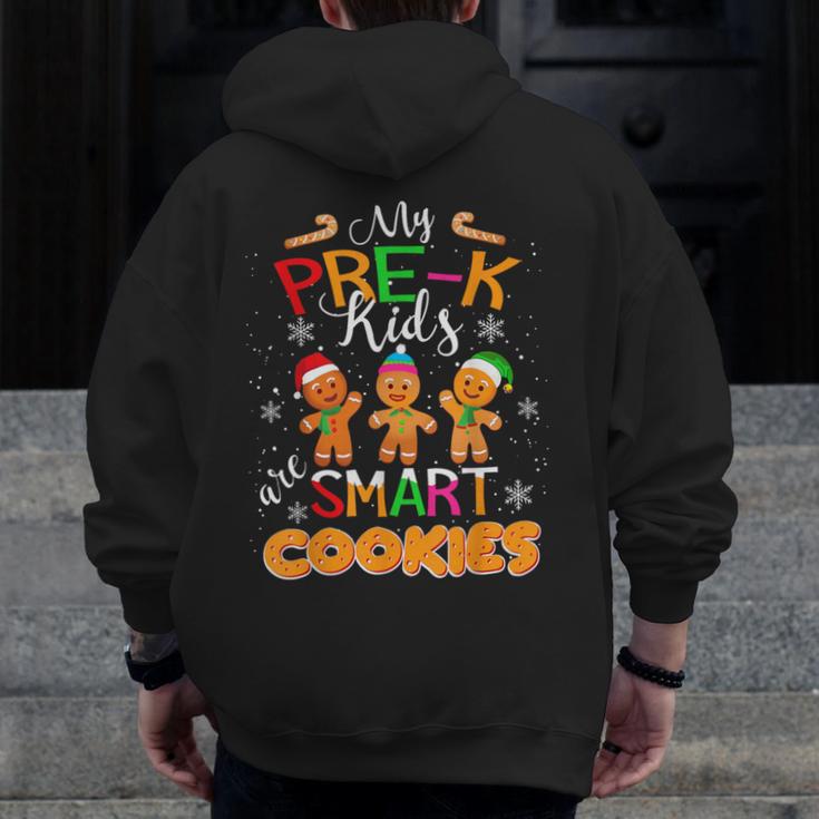 My Pre-K Kids Are Smart Cookies Christmas Teacher Men Zip Up Hoodie Back Print, funny design