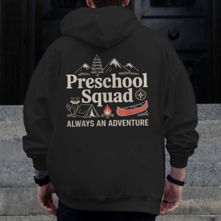 Pre-K Squad Adventure Camping Preschool Teacher Boy Girl Kid Men Zip Up Hoodie Back Print, funny design Pre-K Squad Adventure Camping Preschool Teacher Boy Girl Kid Men Zip Up Hoodie Back Print, funny design