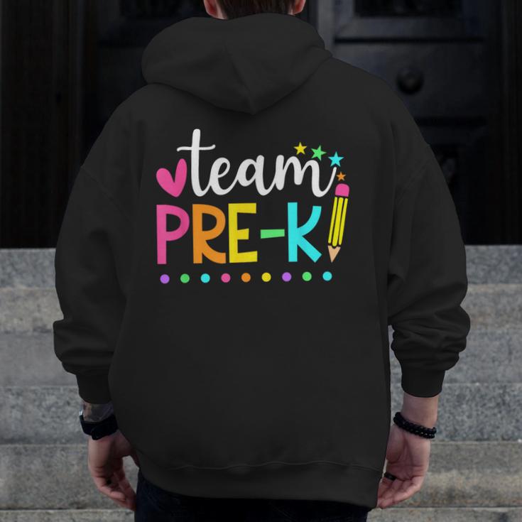 Pre-k Team Pencil Teacher Student Back To School Girls Men Zip Up Hoodie Back Print, funny design Pre-k Team Pencil Teacher Student Back To School Girls Men Zip Up Hoodie Back Print, funny design