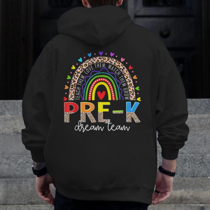 PreK Dream Team Leopard Rainbow Teacher Squad Back To School Men Zip Up Hoodie Back Print, funny design PreK Dream Team Leopard Rainbow Teacher Squad Back To School Men Zip Up Hoodie Back Print, funny design