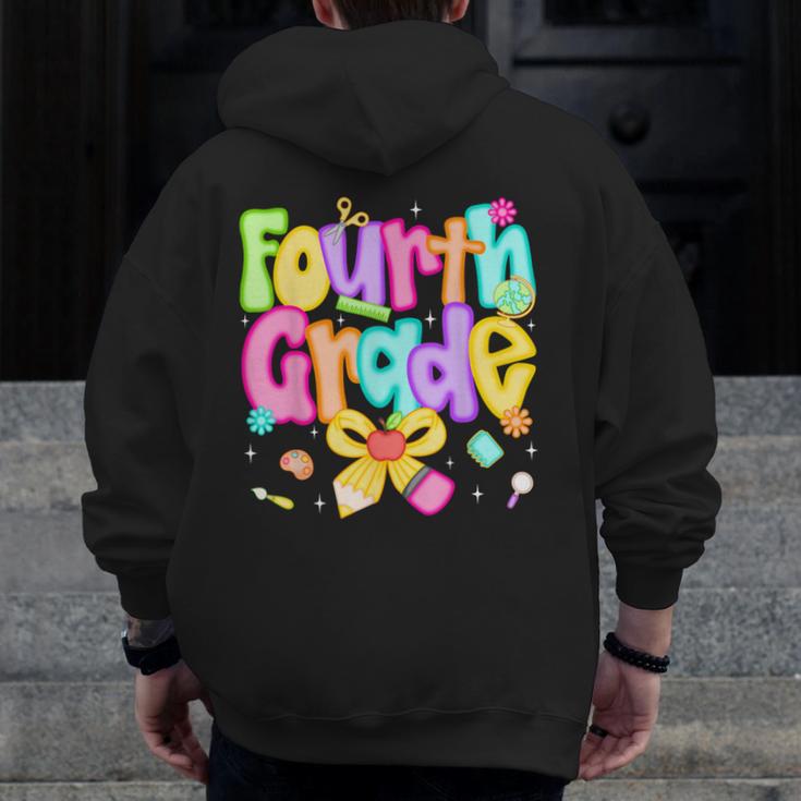 Preppy Fourth Grade Back To School 4th Grade Teacher Girls Men Zip Up Hoodie Back Print, 4th Grade Teacher Gifts, funny design