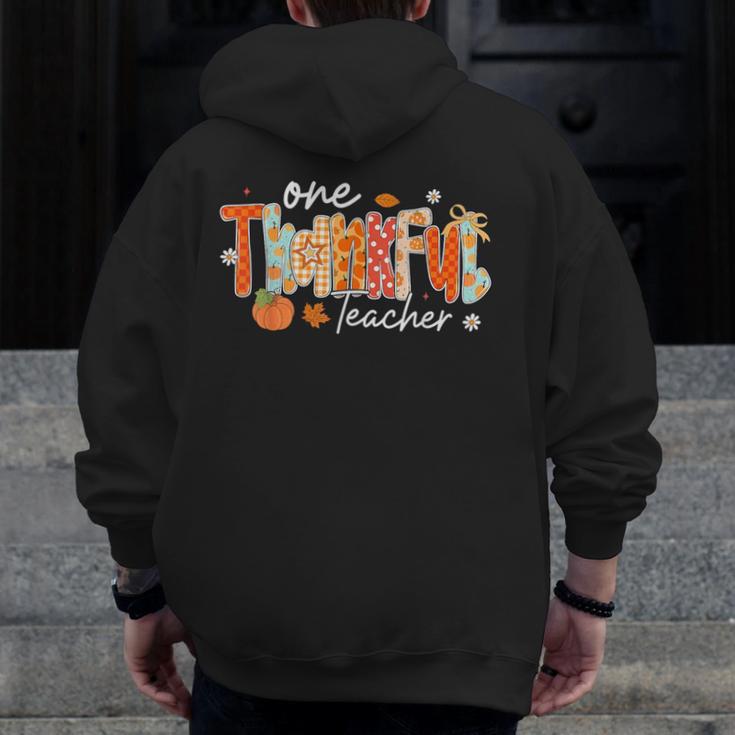 Preppy One Thankful Teacher Coquette Thanksgiving Teacher Men Zip Up Hoodie Back Print, funny design Preppy One Thankful Teacher Coquette Thanksgiving Teacher Men Zip Up Hoodie Back Print, funny design