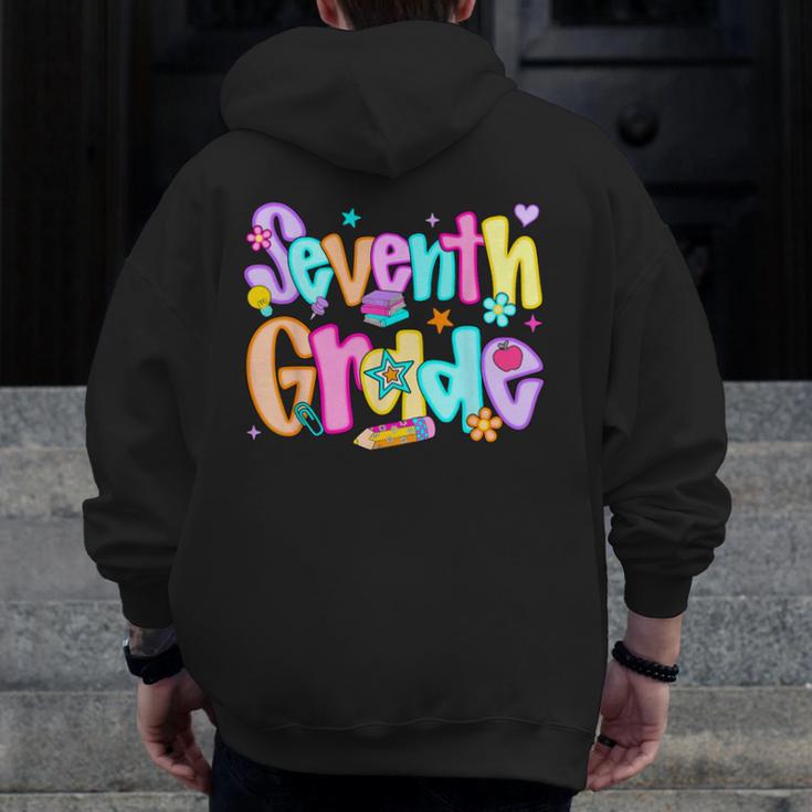 Preppy Seventh Grade Back To School 7th Grade Teachers Girls Men Zip Up Hoodie Back Print, funny design Preppy Seventh Grade Back To School 7th Grade Teachers Girls Men Zip Up Hoodie Back Print, funny design