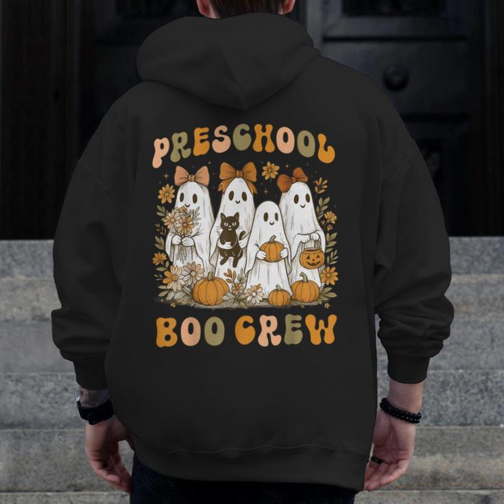 Preschool Boo Crew Teacher Kids Halloween Ghost Cat Pumpkin Men Zip Up Hoodie Back Print, funny design Preschool Boo Crew Teacher Kids Halloween Ghost Cat Pumpkin Men Zip Up Hoodie Back Print, funny design