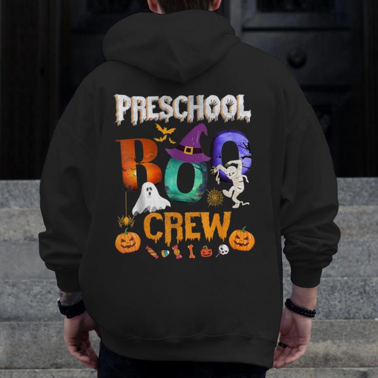 Preschool Boo Crew Teacher Student Halloween Costume Men Women Kids Men Zip Up Hoodie Back Print, funny design