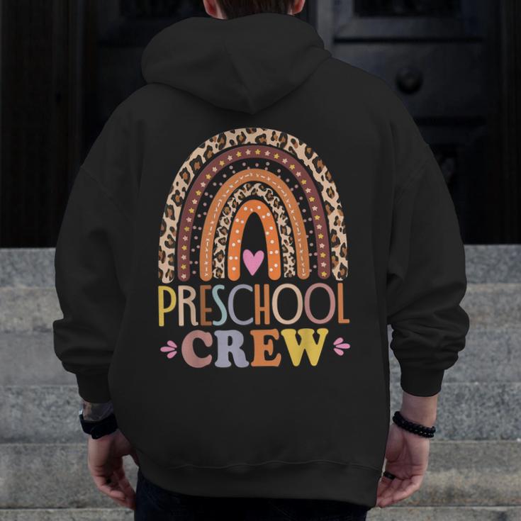 Preschool Crew Cute Leopard Rainbow Back To School Teachers Men Zip Up Hoodie Back Print, funny design Preschool Crew Cute Leopard Rainbow Back To School Teachers Men Zip Up Hoodie Back Print, funny design
