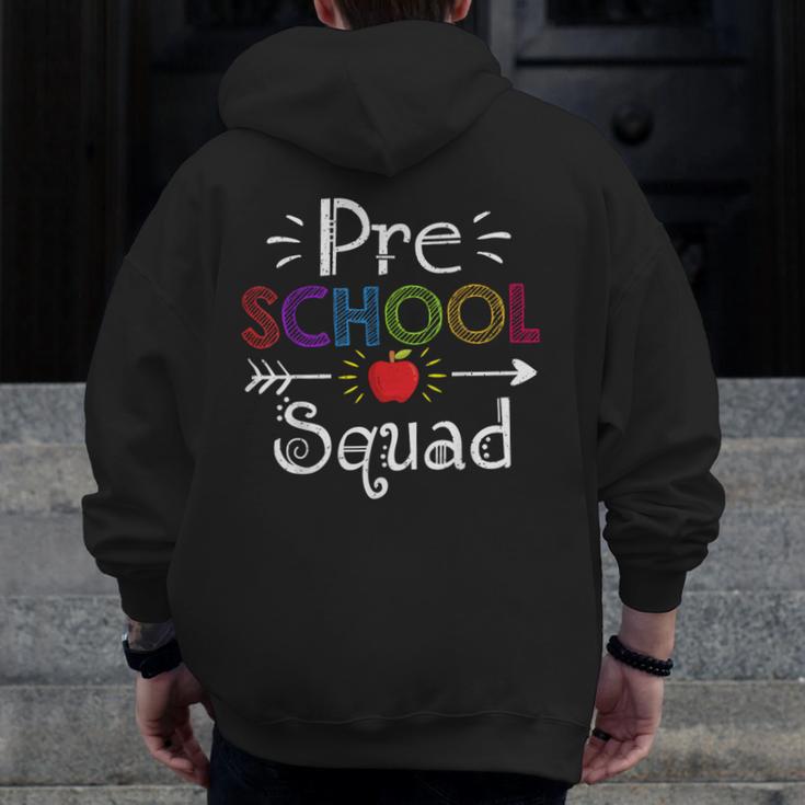 Preschool Squad Preschool Teacher Student Men Zip Up Hoodie Back Print, funny design Preschool Squad Preschool Teacher Student Men Zip Up Hoodie Back Print, funny design