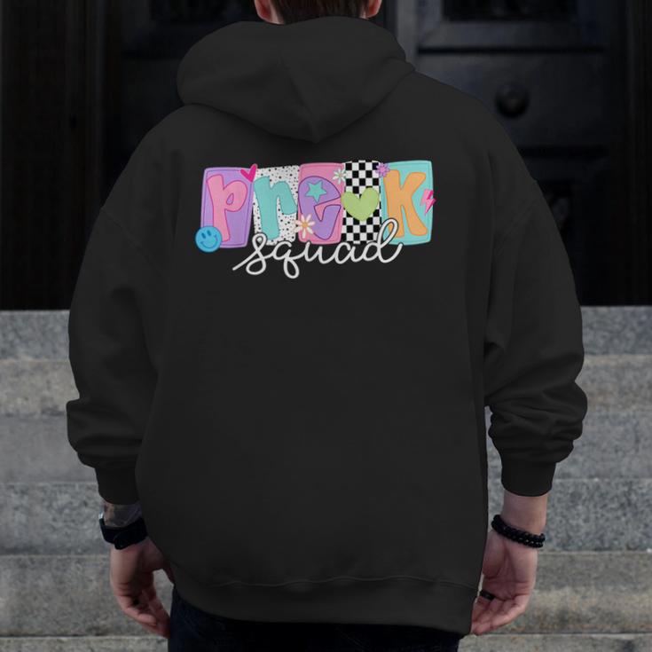 Preschool Squad Team Pre-K Crew Back To School Teacher Men Zip Up Hoodie Back Print, funny design Preschool Squad Team Pre-K Crew Back To School Teacher Men Zip Up Hoodie Back Print, funny design
