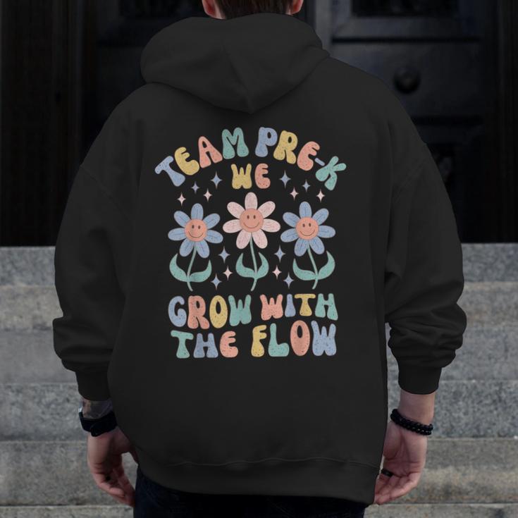 Preschool Teacher Appreciation Team Pre-K Grow With The Flow Men Zip Up Hoodie Back Print, funny design Preschool Teacher Appreciation Team Pre-K Grow With The Flow Men Zip Up Hoodie Back Print, funny design