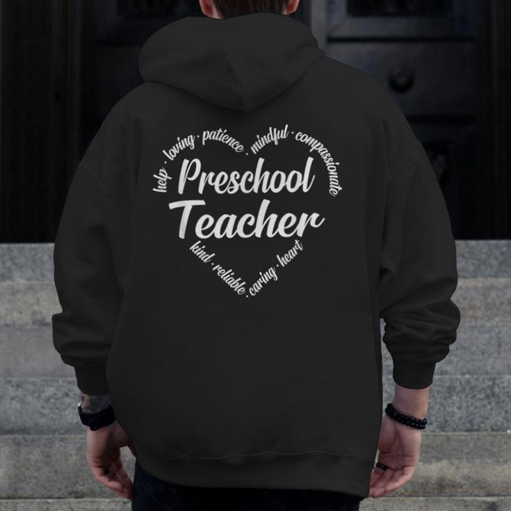 Preschool Teacher Heart Word Cloud Men Zip Up Hoodie Back Print, funny design Preschool Teacher Heart Word Cloud Men Zip Up Hoodie Back Print, funny design