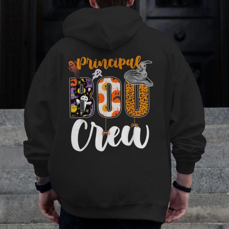 Principal Boo Crew Ghost Halloween Teachers School Matching Men Zip Up Hoodie Back Print, funny design