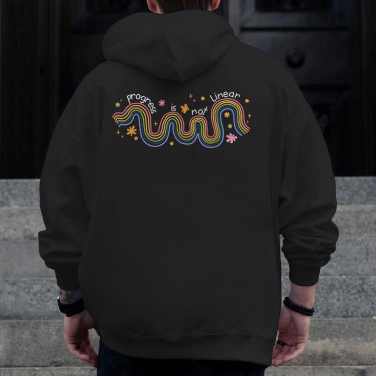 Progress Is Not Linear Sped Ed Special Education Teacher Men Zip Up Hoodie Back Print, funny design