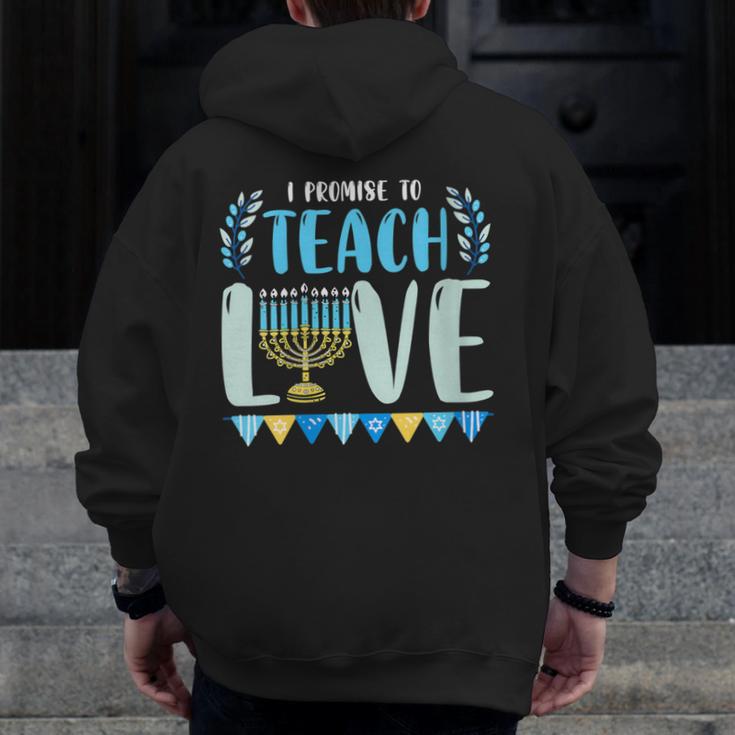 I Promise To Teach Love Hanukkah Chanukah Jewish Teacher Men Zip Up Hoodie Back Print, funny design I Promise To Teach Love Hanukkah Chanukah Jewish Teacher Men Zip Up Hoodie Back Print, funny design