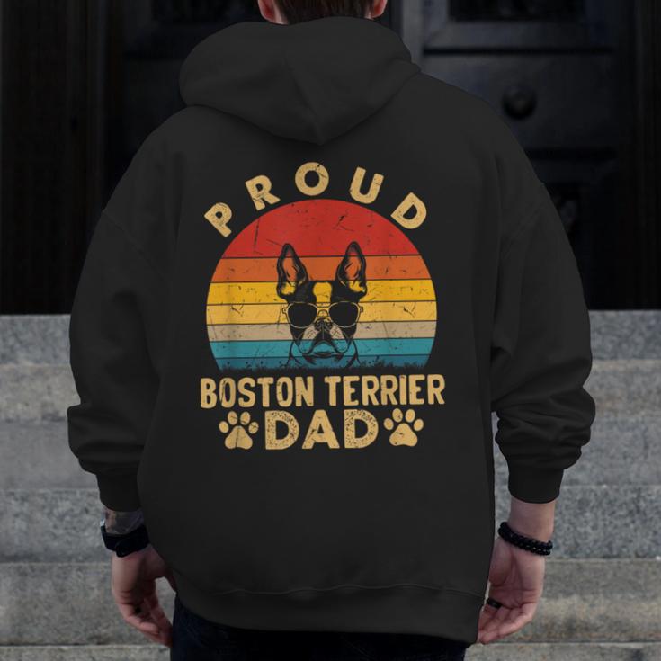 Proud Boston Terrier Dad Dog Owner Fathers Day Men Women Kids Men Zip Up Hoodie Back Print, Couple Gifts, Boston Terrier Dad Gifts, funny design