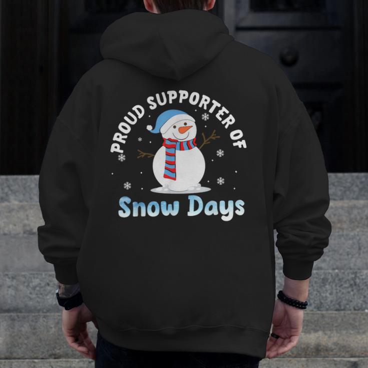 Proud Supporter Of Snow Days Teacher Men Zip Up Hoodie Back Print, funny design Proud Supporter Of Snow Days Teacher Men Zip Up Hoodie Back Print, funny design