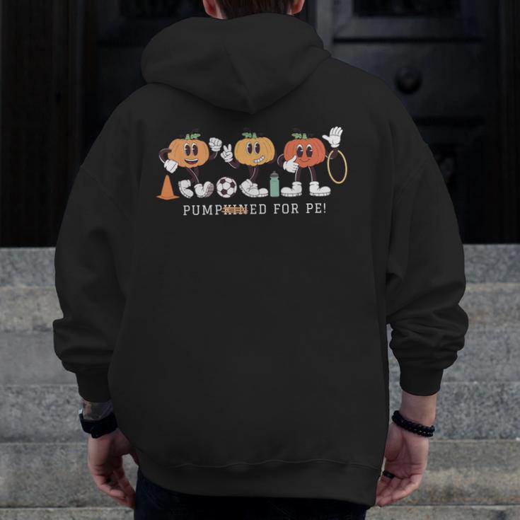 Pumpkin PE Teacher Team Physical Education Autumn Fall Men Zip Up Hoodie Back Print, Pe Teacher Gifts, funny design