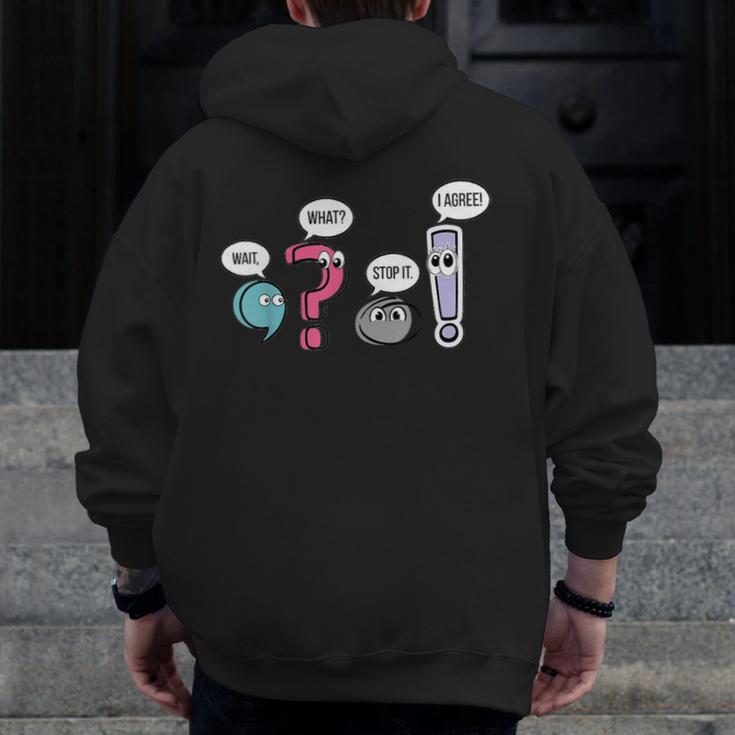 Punctuation English Teacher Wait What Stop It I Agree Men Zip Up Hoodie Back Print, English Teacher Gifts, funny design Punctuation English Teacher Wait What Stop It I Agree Men Zip Up Hoodie Back Print, English Teacher Gifts, funny design