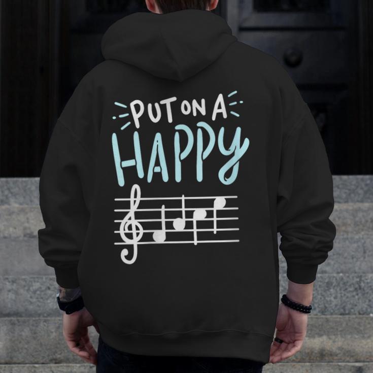 Put On A Happy Face Music Music Teacher Men Zip Up Hoodie Back Print, funny design Put On A Happy Face Music Music Teacher Men Zip Up Hoodie Back Print, funny design