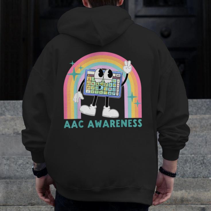 Rainbow AAC Awareness Month SPED Teacher SLP Communication Men Zip Up Hoodie Back Print, funny design