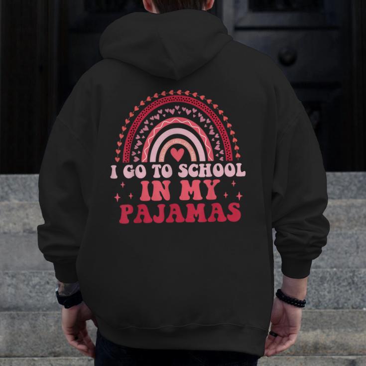 Rainbow Homeschool Mom Teacher I Go To School In My Pajamas Men Zip Up Hoodie Back Print, Couple Gifts, funny design Rainbow Homeschool Mom Teacher I Go To School In My Pajamas Men Zip Up Hoodie Back Print, Couple Gifts, funny design