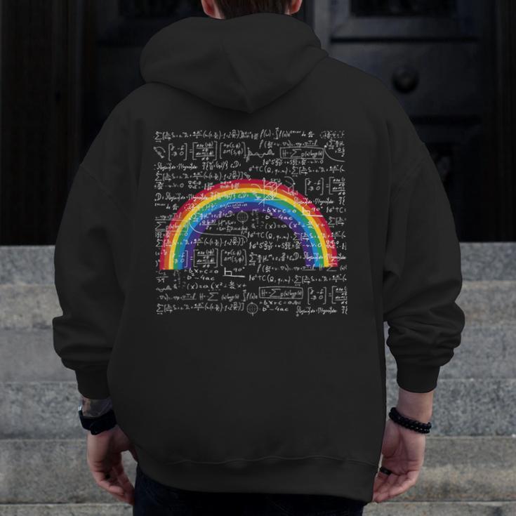 Rainbow Math Equation Teacher Nerd Retro LGBT Gay Pride Flag Men Zip Up Hoodie Back Print, funny design