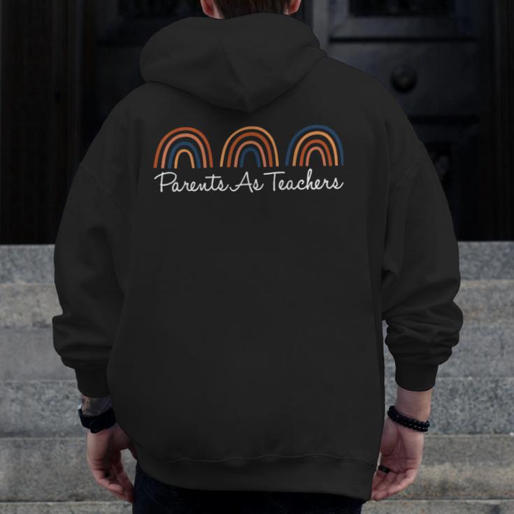 Rainbow Parents As Teachers Early Childhood Educator PAT Men Zip Up Hoodie Back Print, funny design