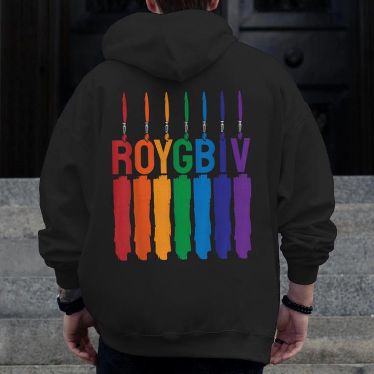 Rainbow Roygbiv Kids Artist Costume Art Teacher Men Zip Up Hoodie Back Print, funny design