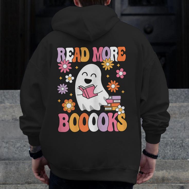 Read More Books Groovy Halloween Teacher Women Men Zip Up Hoodie Back Print, Groovy Teacher Gifts, funny design