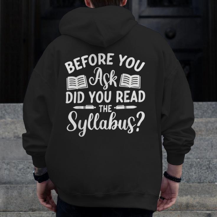 Did You Read The Syllabus Shirt Teacher Men Women Men Zip Up Hoodie Back Print, funny design Did You Read The Syllabus Shirt Teacher Men Women Men Zip Up Hoodie Back Print, funny design