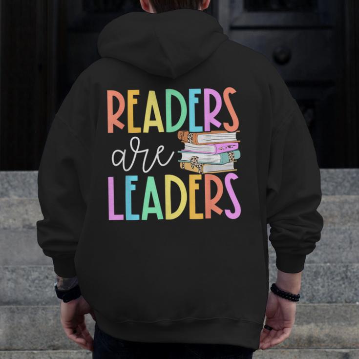 Readers Are Leaders Reading Book Lovers Teacher Women Kids Men Zip Up Hoodie Back Print, funny design Readers Are Leaders Reading Book Lovers Teacher Women Kids Men Zip Up Hoodie Back Print, funny design