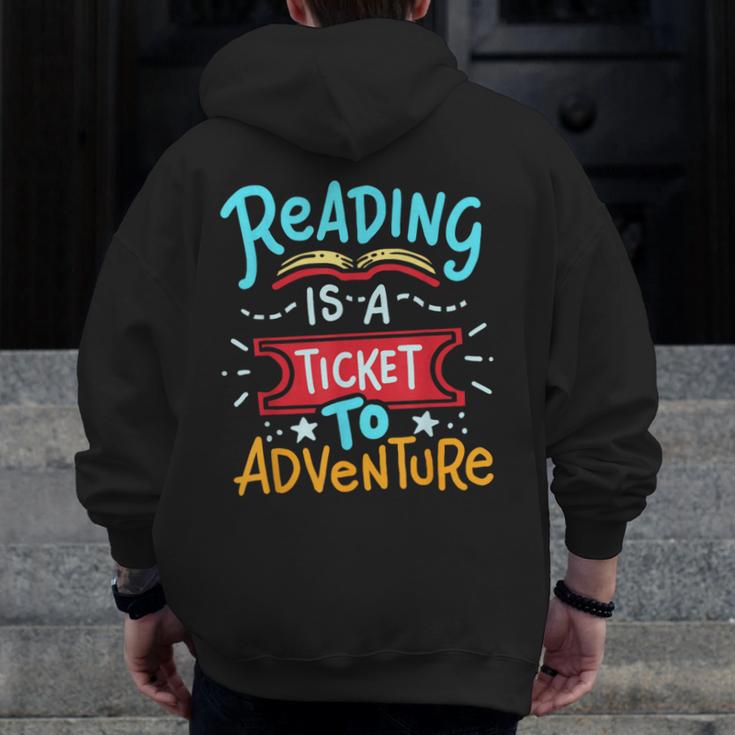 Reading Adventure Library Student Teacher Book Men Zip Up Hoodie Back Print, funny design Reading Adventure Library Student Teacher Book Men Zip Up Hoodie Back Print, funny design