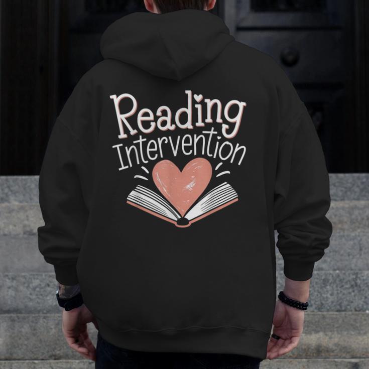 Reading Intervention Teacher Men Zip Up Hoodie Back Print, funny design