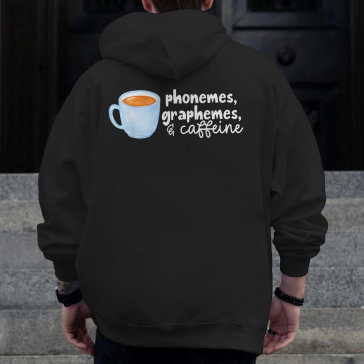 Reading Interventionist Specialist Teacher Phonemes Graphemes And Caffeine Reading Intervention -Adults Classic Fit Short Sleeve Men Zip Up Hoodie Back Print, funny design Reading Interventionist Specialist Teacher Phonemes Graphemes And Caffeine Reading Intervention -Adults Classic Fit Short Sleeve Men Zip Up Hoodie Back Print, funny design