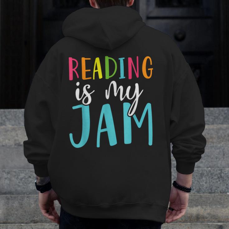 Reading Is My Jam Back To School Teacher Men Zip Up Hoodie Back Print, funny design Reading Is My Jam Back To School Teacher Men Zip Up Hoodie Back Print, funny design